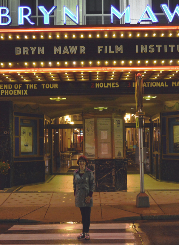 Dr. Harriet Fields standing in front of the Bryn Mawr Film Institute Dr. Harriet Fields standing in front of Bryn Mawr Film Institute's marquee.
