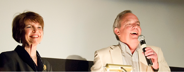 Harriet and Ronald Fields on stage at the Film Forum