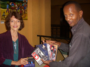 Dr. Harriet A. Fields donating W.C. Fields' films.